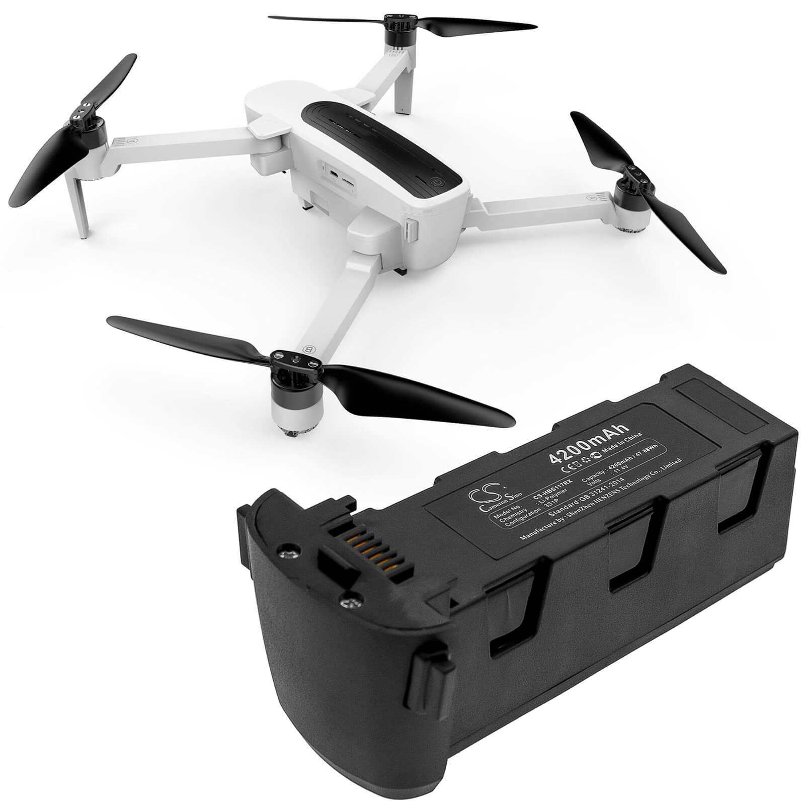11.4V, 4200mAh, Li-Polymer Battery fits Hubsan, Zino H117s, Zino Pro, 47.88Wh