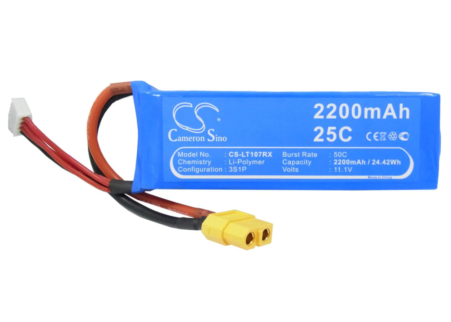 11.1V, 2200mAh, Li-Polymer Battery fits Walkera, Runner 250, 24.42Wh