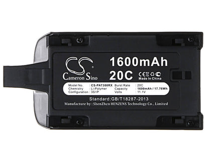 11.1V, 1600mAh, Li-Polymer Battery fits Parrot, Bebop Drone 3.0, Bebop Drone Skycontroller, 17.76Wh