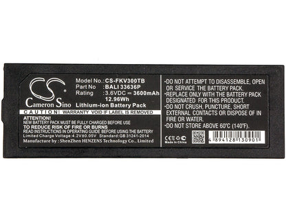 3.6V, 3600mAh, Li-ion Battery fits Fanvision, K-ivt-300-gd-b, 12.96Wh