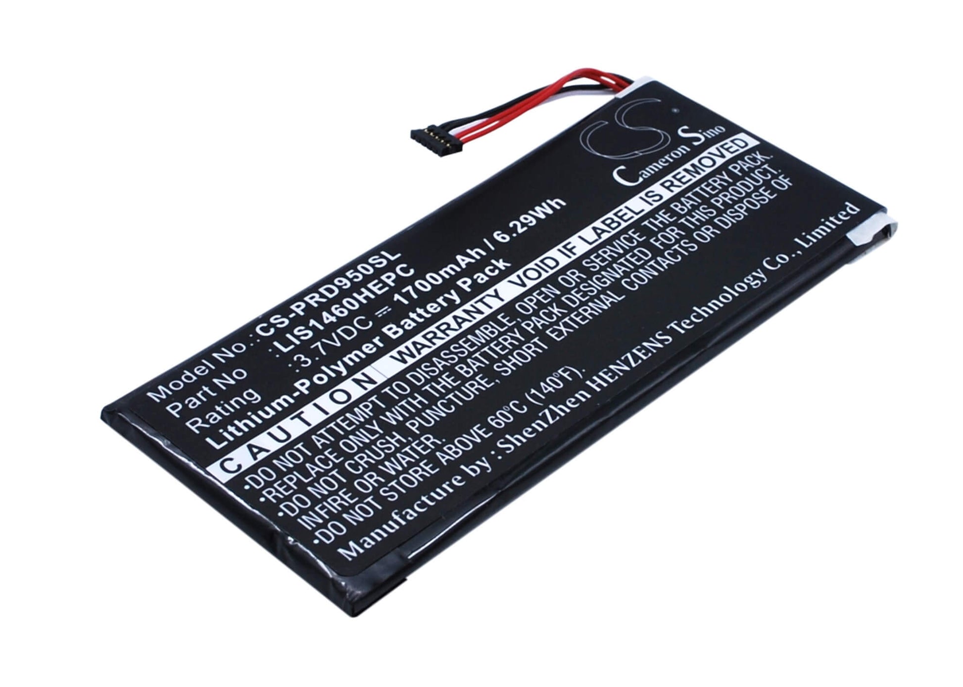 3.7V, 1700mAh, Li-Polymer Battery fits Sony, Prs-950, Prs-950sc, 6.29Wh