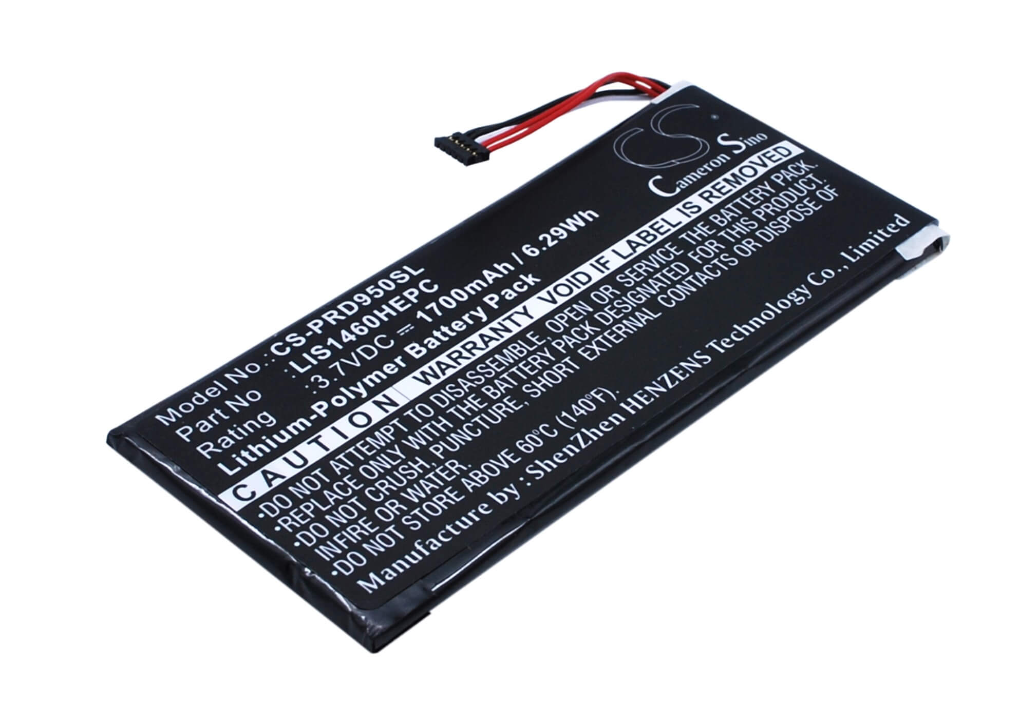 3.7V, 1700mAh, Li-Polymer Battery fits Sony, Prs-950, Prs-950sc, 6.29Wh