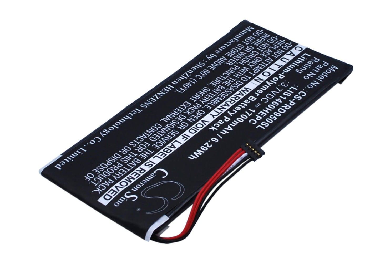 3.7V, 1700mAh, Li-Polymer Battery fits Sony, Prs-950, Prs-950sc, 6.29Wh