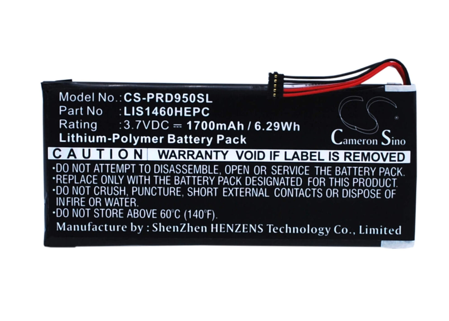 3.7V, 1700mAh, Li-Polymer Battery fits Sony, Prs-950, Prs-950sc, 6.29Wh