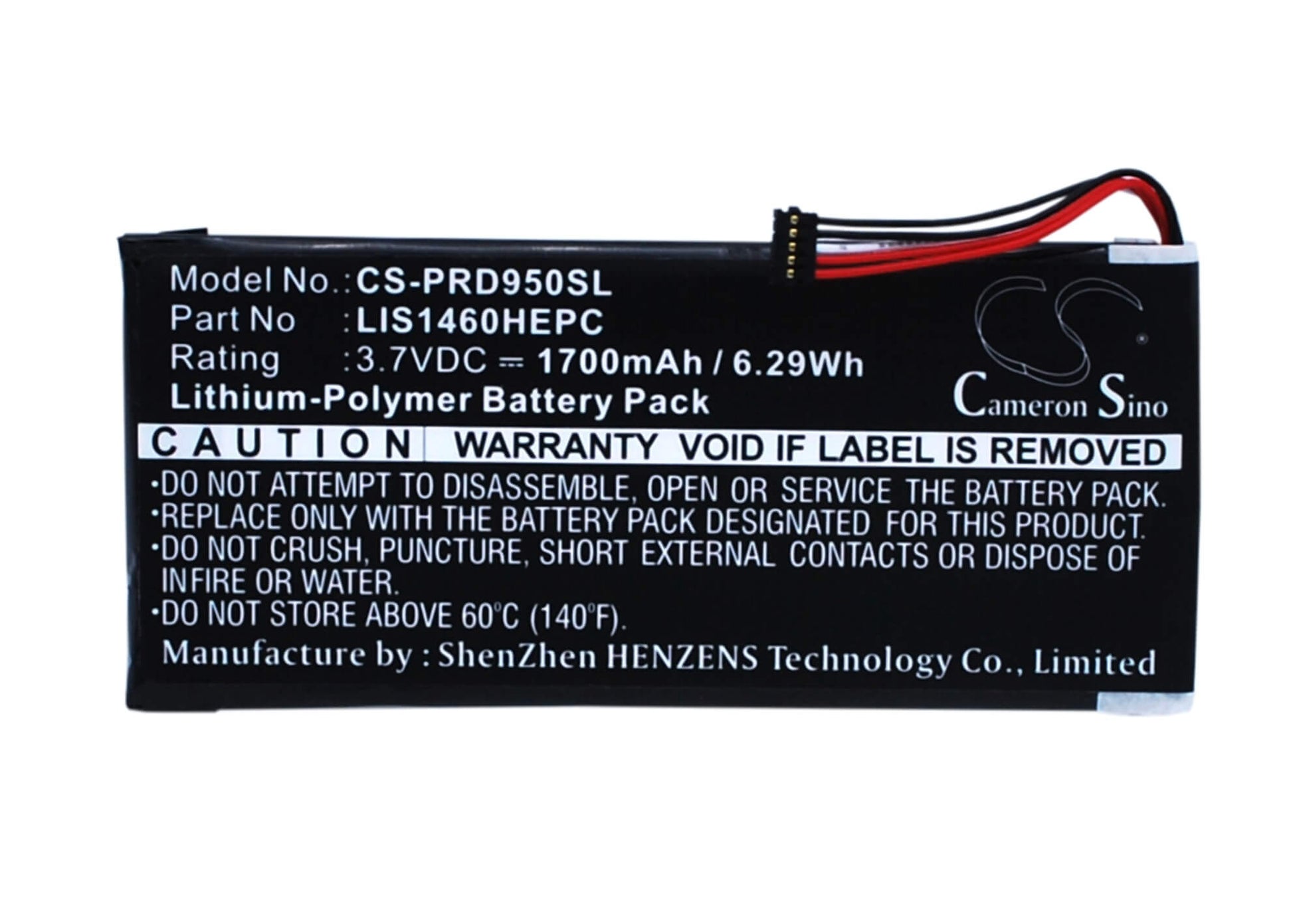 3.7V, 1700mAh, Li-Polymer Battery fits Sony, Prs-950, Prs-950sc, 6.29Wh
