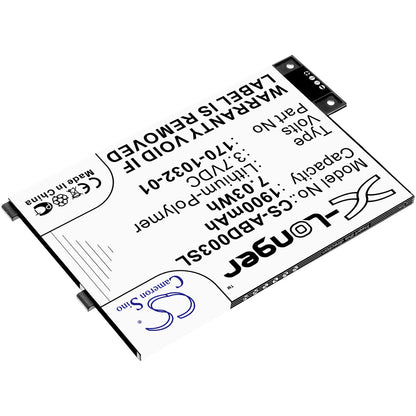 3.7V, 1900mAh, Li-Polymer Battery fits Amazon, Kindle 3, Kindle 3 Wi-fi, 7.03Wh
