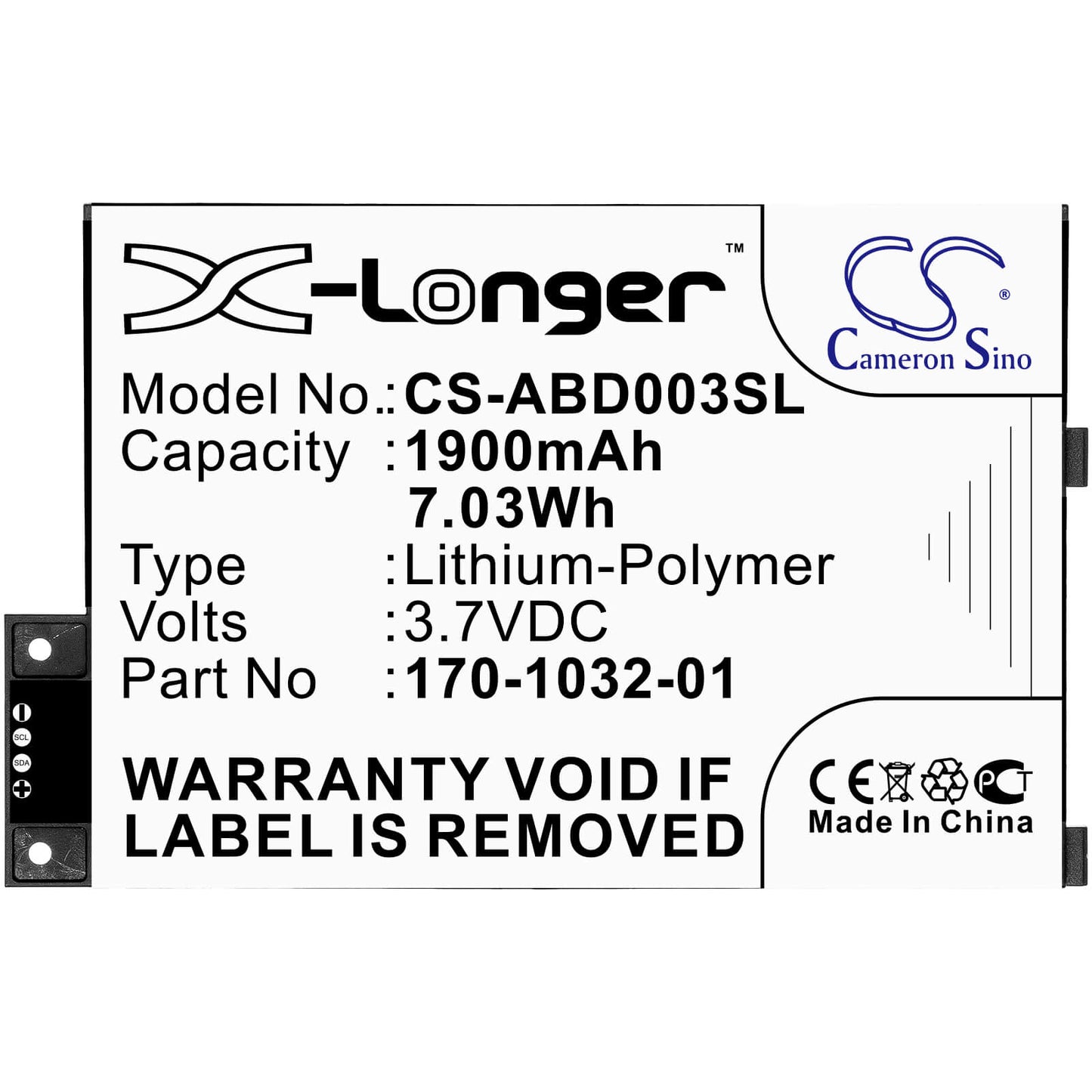 3.7V, 1900mAh, Li-Polymer Battery fits Amazon, Kindle 3, Kindle 3 Wi-fi, 7.03Wh