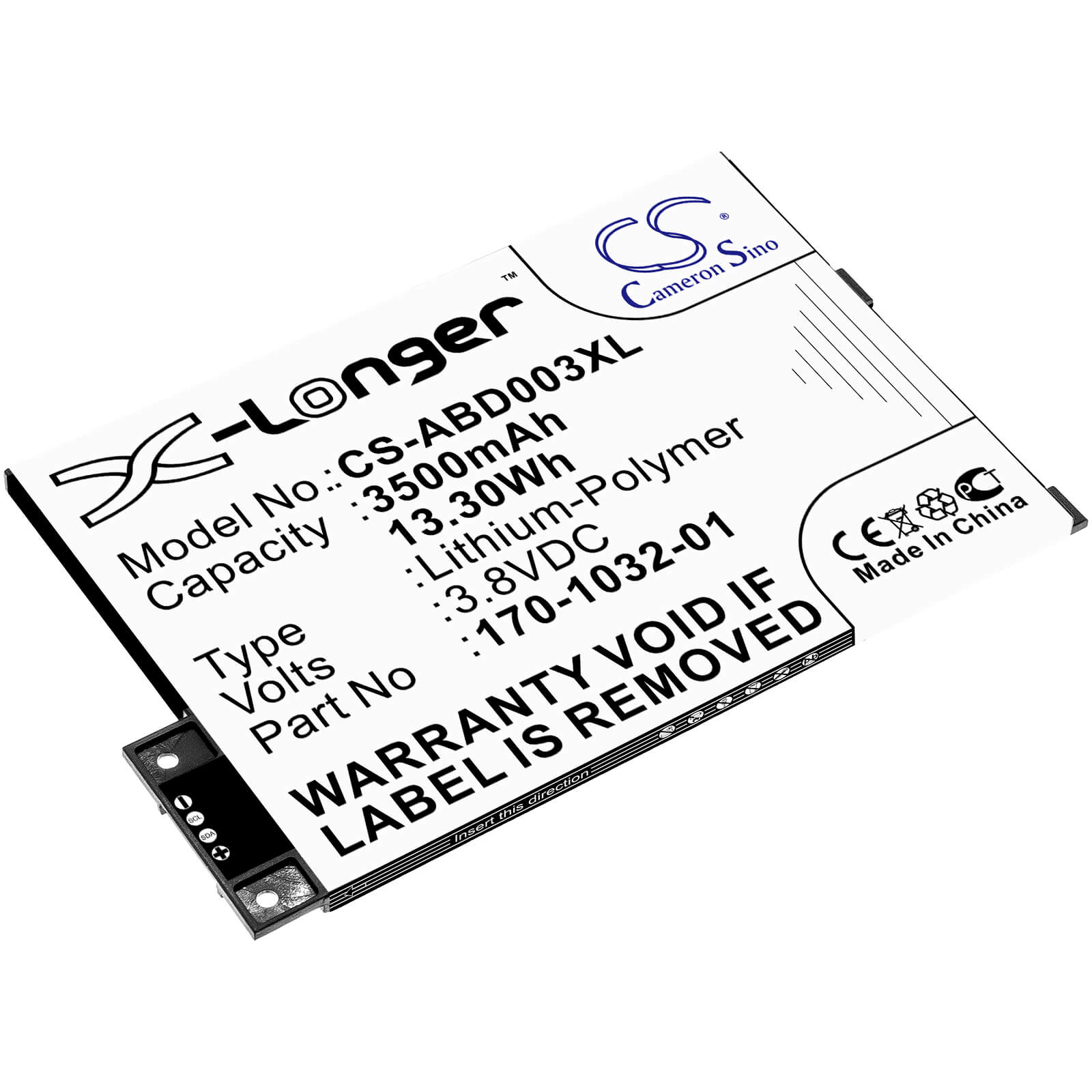 3.8V, 3500mAh, Li-Polymer Battery fits Amazon, Kindle 3, Kindle 3 Wi-fi, 13.3Wh