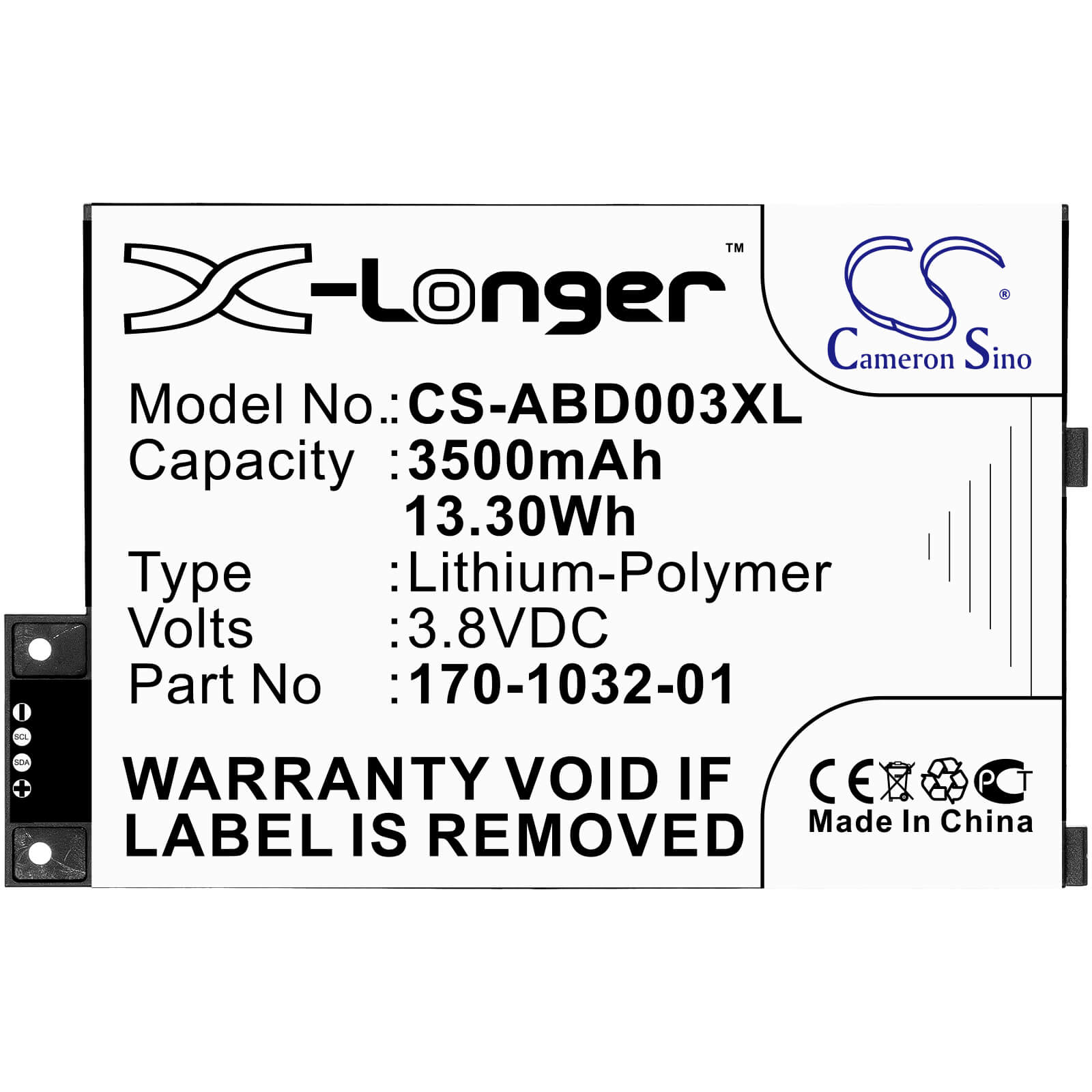 3.8V, 3500mAh, Li-Polymer Battery fits Amazon, Kindle 3, Kindle 3 Wi-fi, 13.3Wh