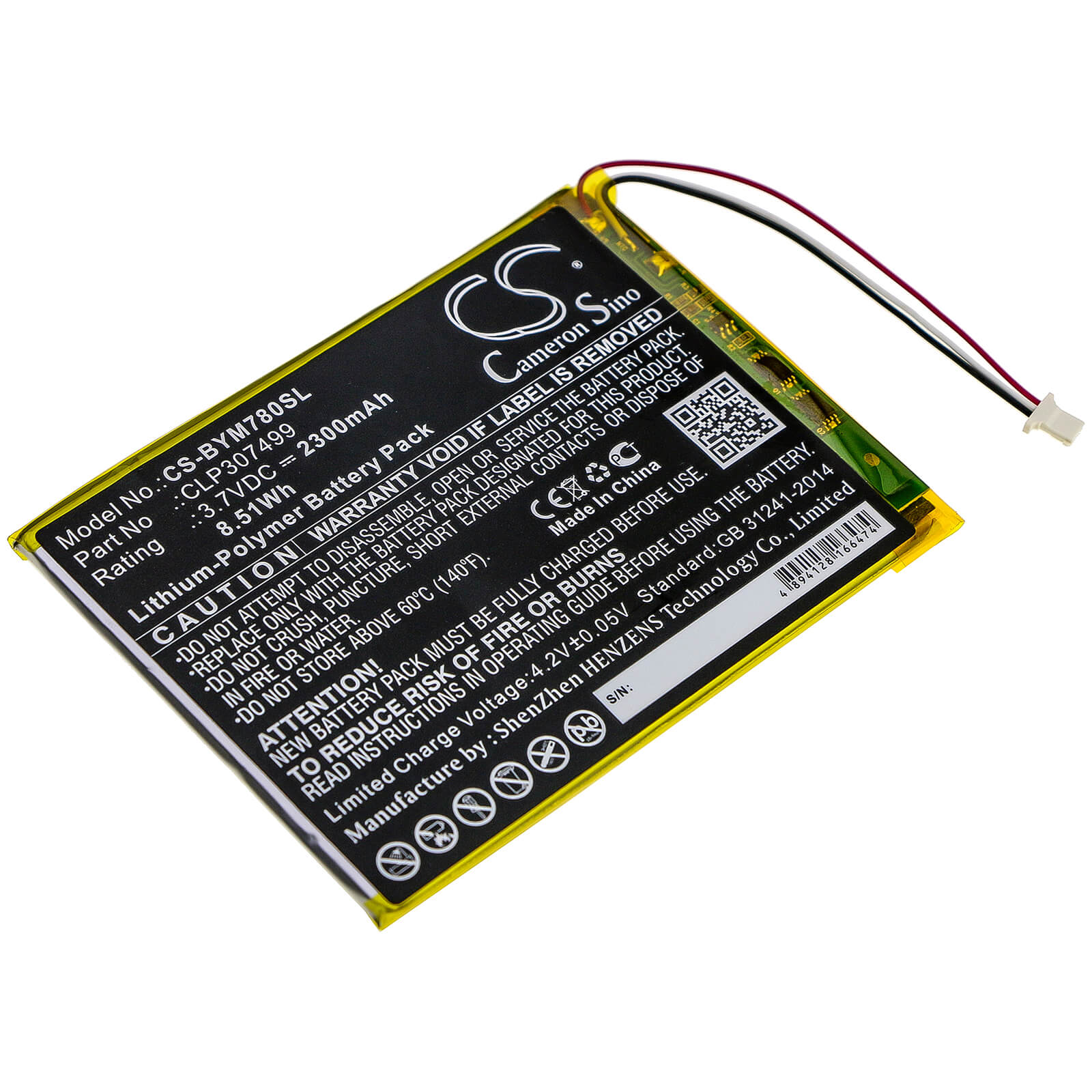 3.7V, 2300mAh, Li-Polymer Battery fits Boyue, Likebook Mars 7.8", 8.51Wh