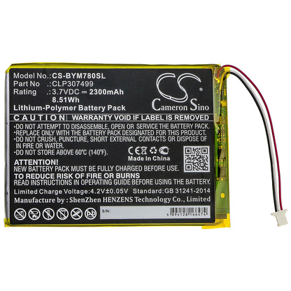 3.7V, 2300mAh, Li-Polymer Battery fits Boyue, Likebook Mars 7.8", 8.51Wh