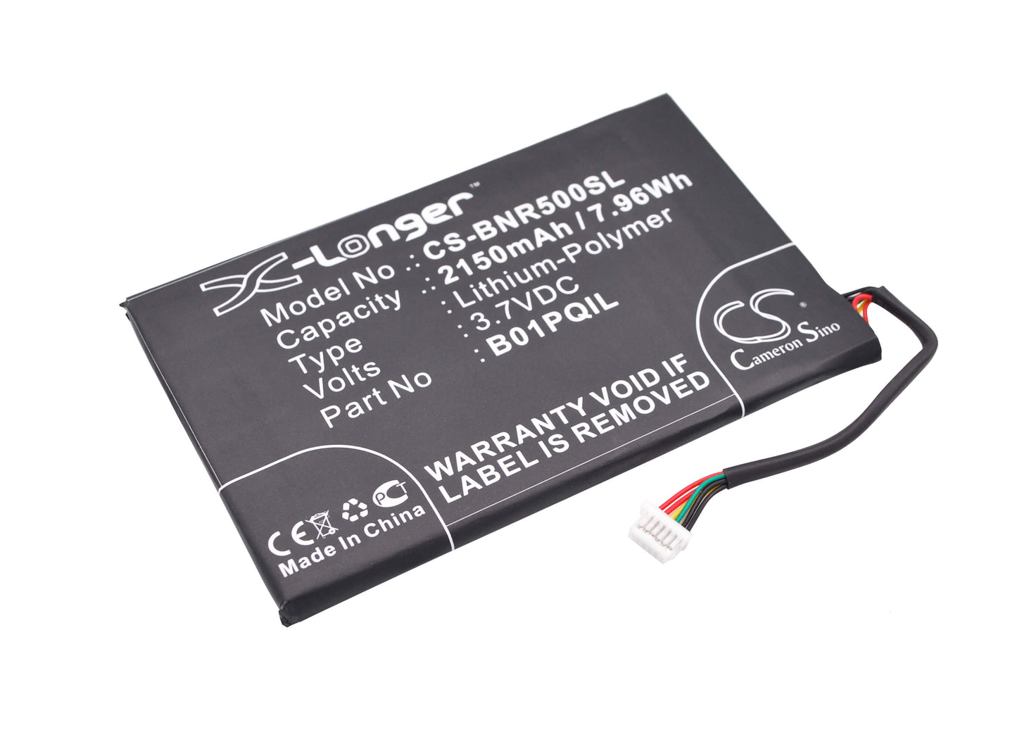 3.7V, 2150mAh, Li-Polymer Battery fits Barnes & Noble, Bnrv500, Glowlight Wifi, 7.955Wh