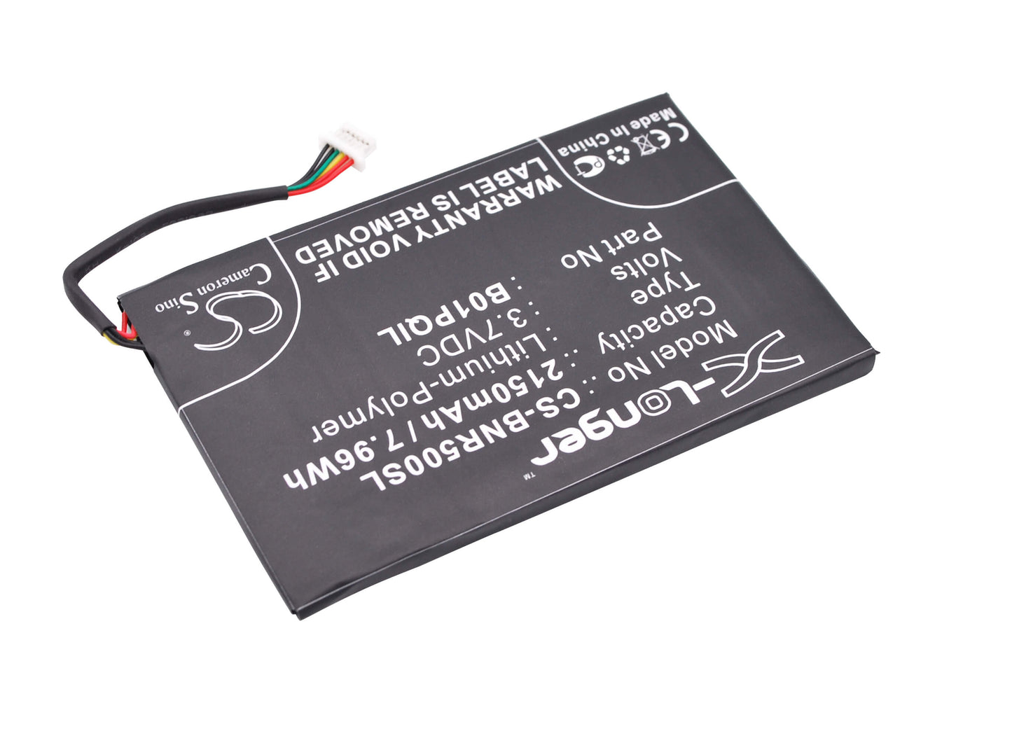 3.7V, 2150mAh, Li-Polymer Battery fits Barnes & Noble, Bnrv500, Glowlight Wifi, 7.955Wh