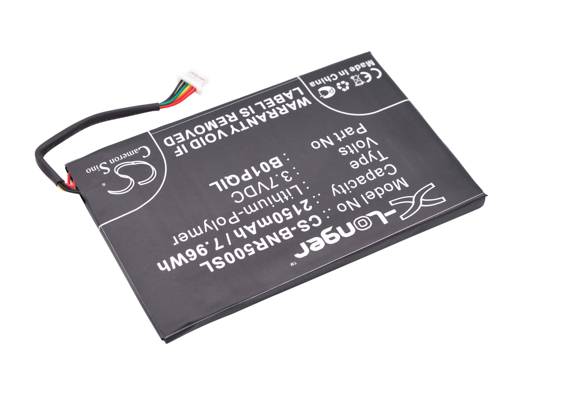 3.7V, 2150mAh, Li-Polymer Battery fits Barnes & Noble, Bnrv500, Glowlight Wifi, 7.955Wh
