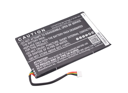 3.7V, 2150mAh, Li-Polymer Battery fits Barnes & Noble, Bnrv500, Glowlight Wifi, 7.955Wh