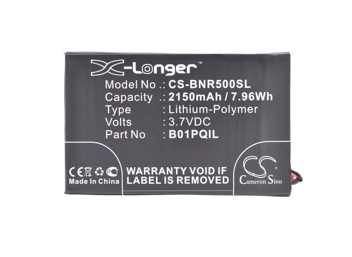 3.7V, 2150mAh, Li-Polymer Battery fits Barnes & Noble, Bnrv500, Glowlight Wifi, 7.955Wh