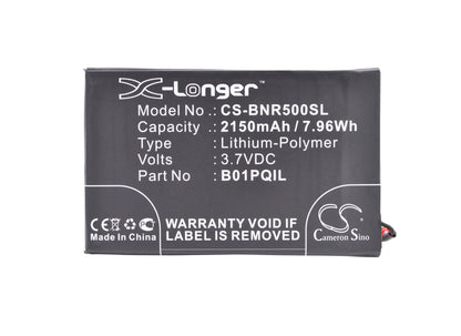 3.7V, 2150mAh, Li-Polymer Battery fits Barnes & Noble, Bnrv500, Glowlight Wifi, 7.955Wh