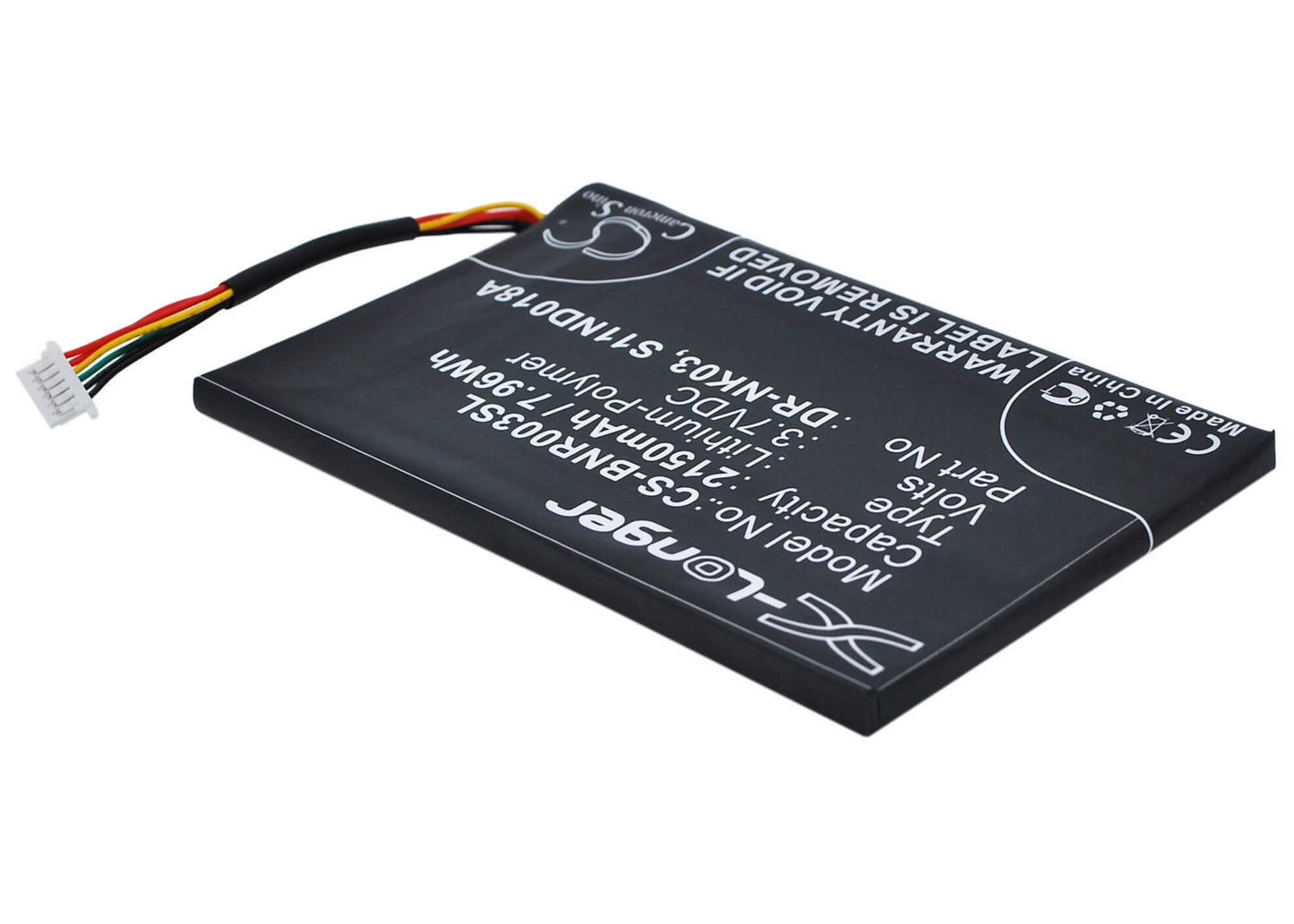 3.7V, 2150mAh, Li-Polymer Battery fits Barnes & Noble, Bnrv300, Bntv350, 7.955Wh