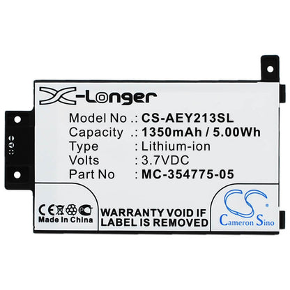 3.7V, 1350mAh, Li-ion Battery fits Amazon, Dp75sdi, Kindle Paperwhite 2013, 4.995Wh