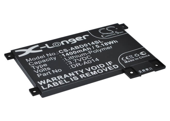 3.7V, 1400mAh, Li-Polymer Battery fits Amazon, D01200, Dr-a014, 5.18Wh