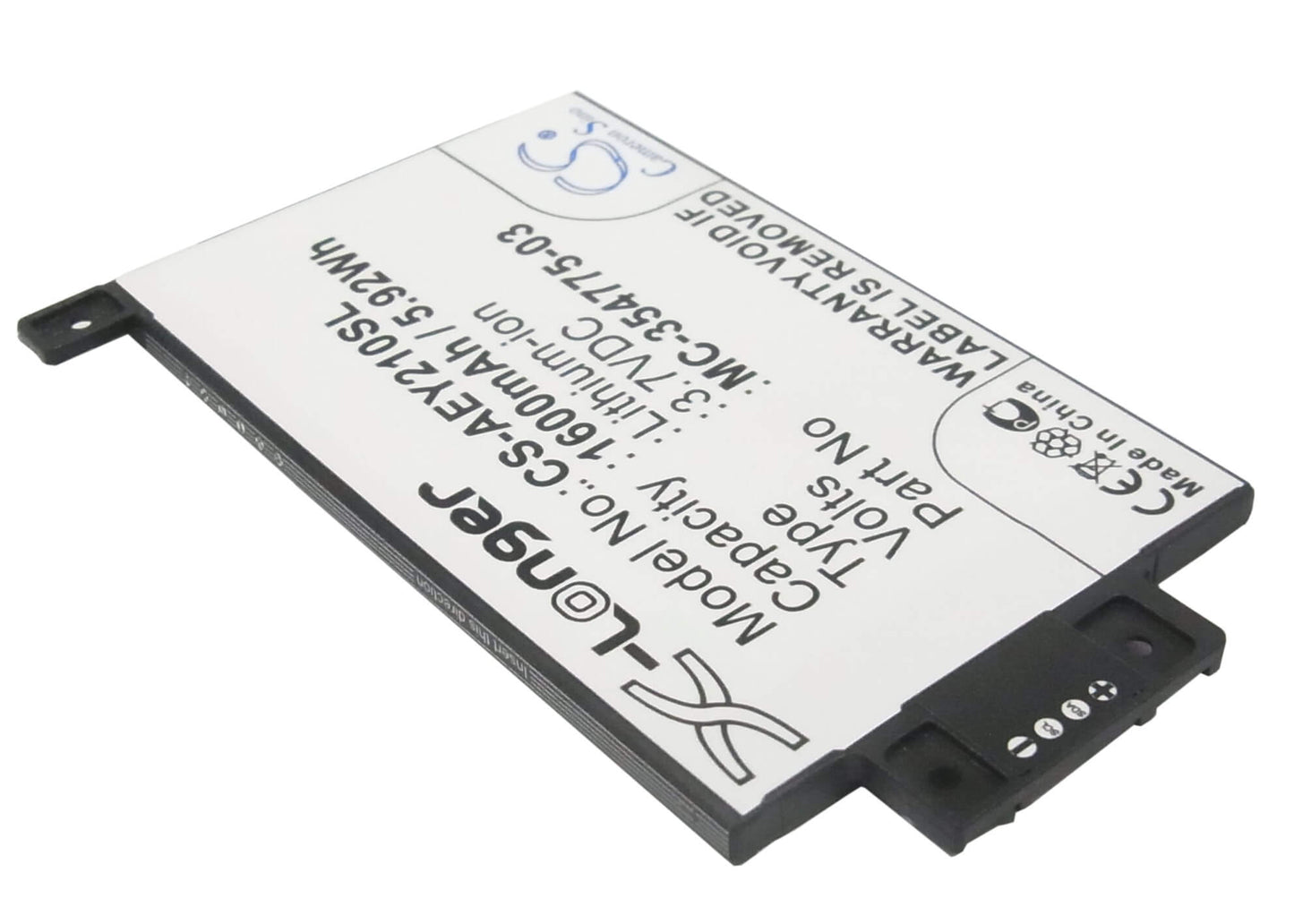 3.7V, 1600mAh, Li-ion Battery fits Amazon, Ey21, Kindle Paperwhite 2014 Version, 5.92Wh