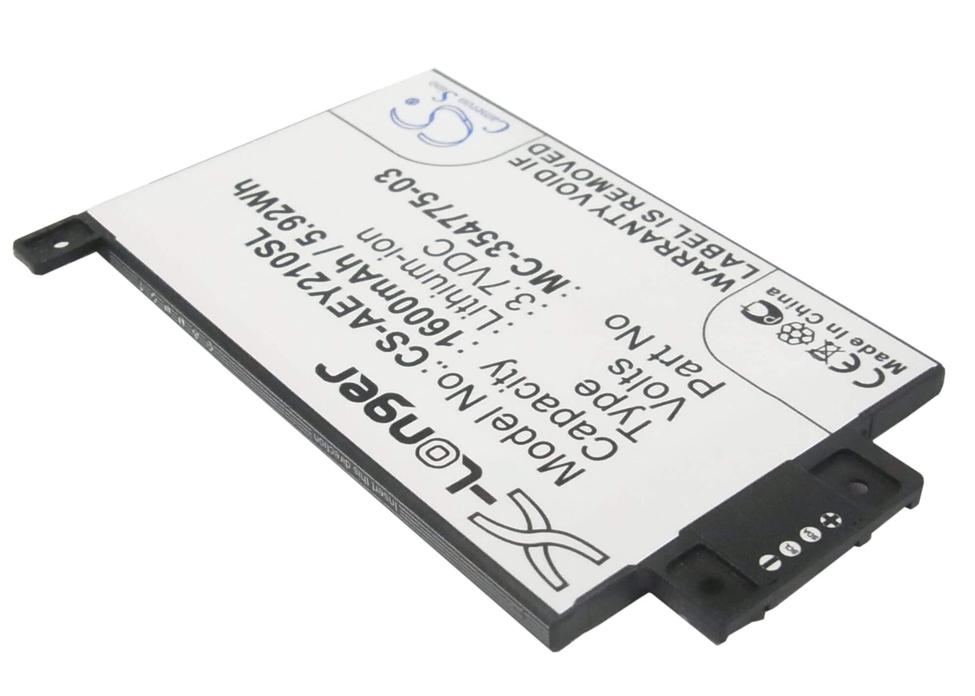 3.7V, 1600mAh, Li-ion Battery fits Amazon, Ey21, Kindle Paperwhite 2014 Version, 5.92Wh