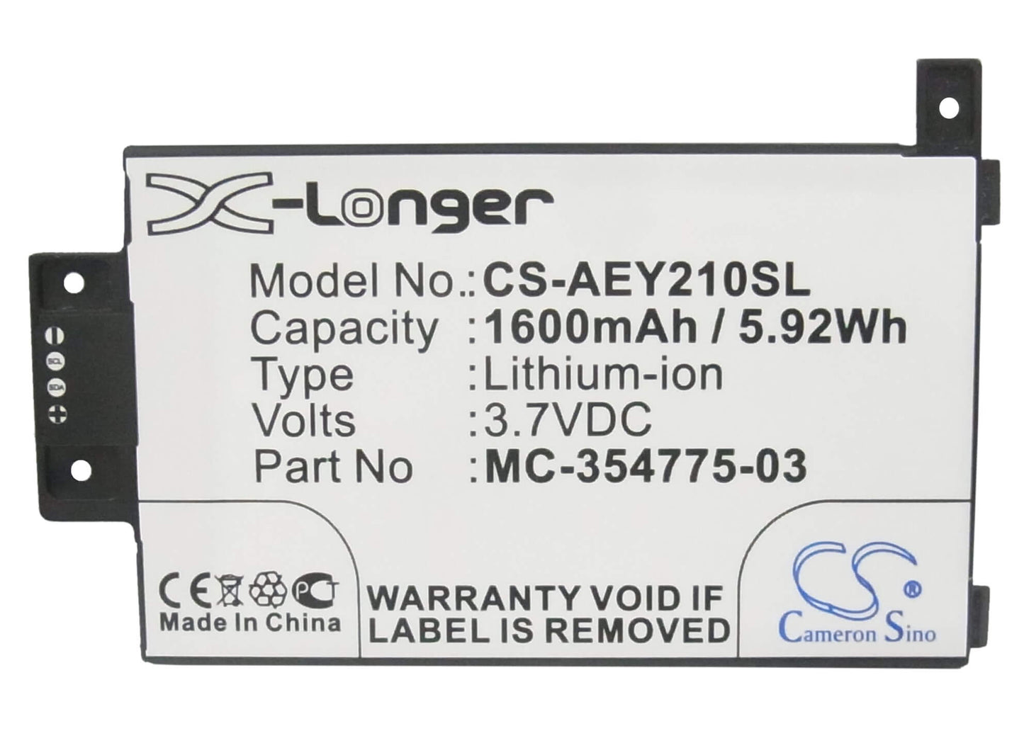 3.7V, 1600mAh, Li-ion Battery fits Amazon, Ey21, Kindle Paperwhite 2014 Version, 5.92Wh