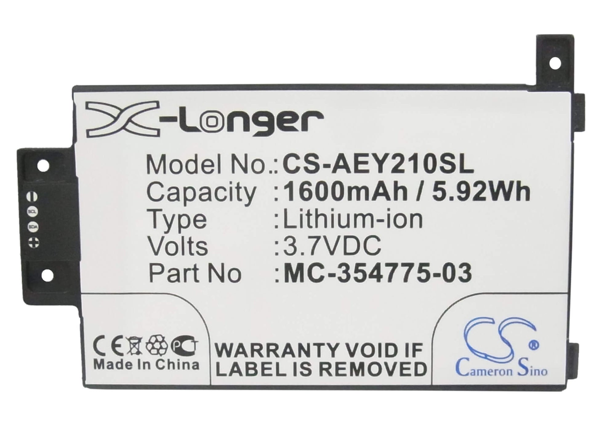 3.7V, 1600mAh, Li-ion Battery fits Amazon, Ey21, Kindle Paperwhite 2014 Version, 5.92Wh