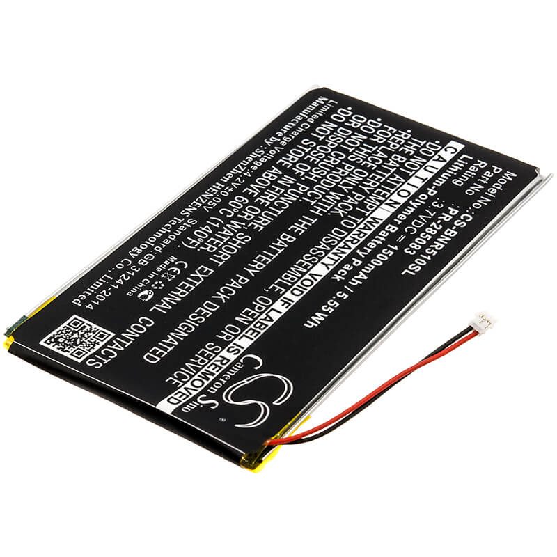 3.7V, 1500mAh, Li-Polymer Battery fits Barnes & Noble, Bnrv510, Nook Glowlight Plus 2015, 5.55Wh