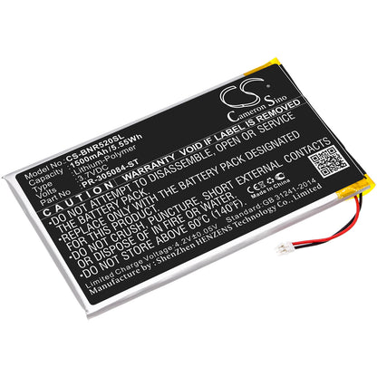 3.7V, 1500mAh, Li-Polymer Battery fits Barnes & Noble, Bnrv520, Glowlight 3, 5.55Wh