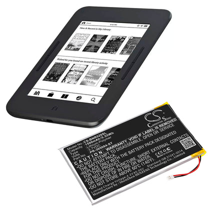 3.7V, 1500mAh, Li-Polymer Battery fits Barnes & Noble, Bnrv520, Glowlight 3, 5.55Wh