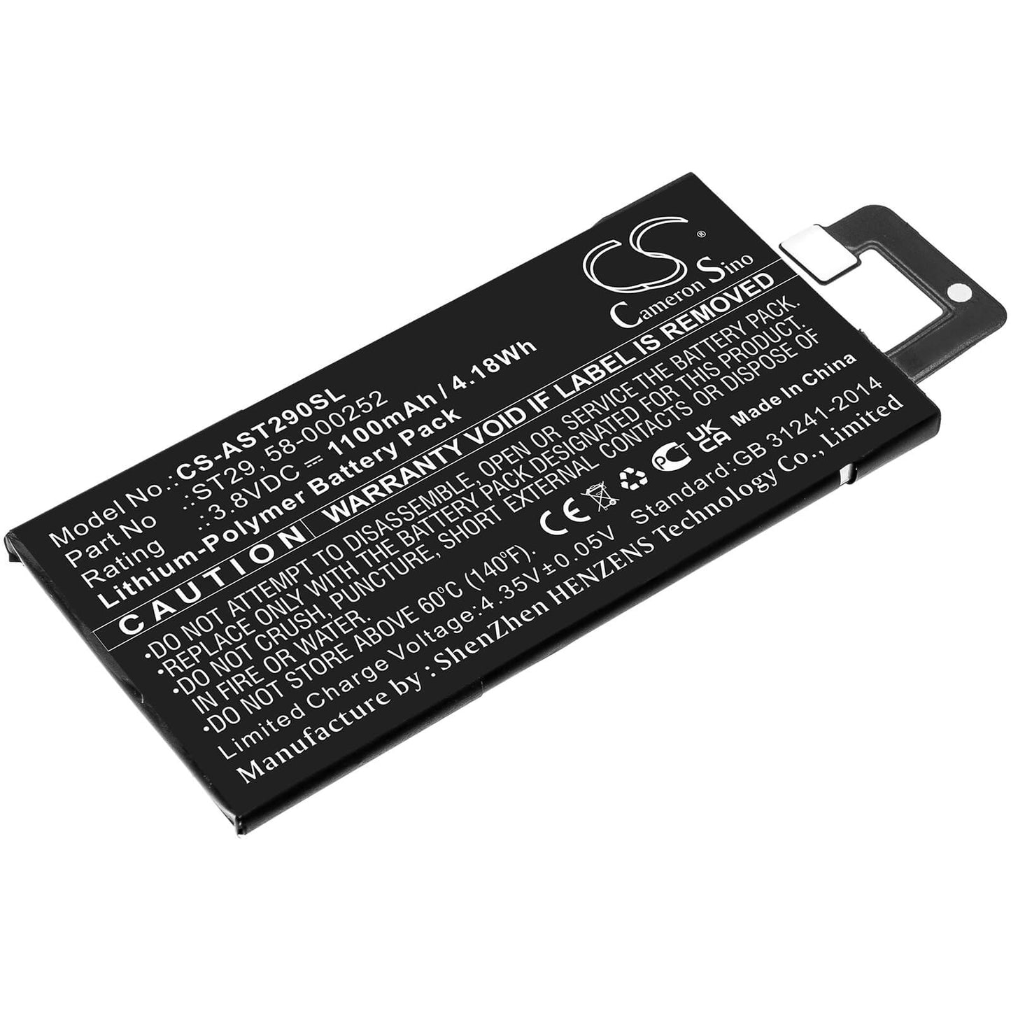 3.8V, 1100mAh, Li-Polymer Battery fits Amazon, Kindle Oasis 3, 4.18Wh