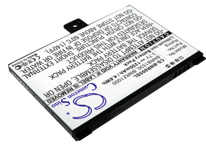 3.7V, 1250mAh, Li-ion Battery fits Barnes & Noble, 5, Bnrv100, 4.625Wh