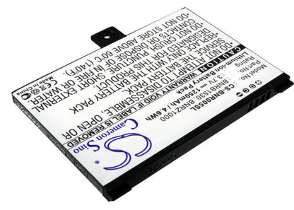 3.7V, 1250mAh, Li-ion Battery fits Barnes & Noble, 5, Bnrv100, 4.625Wh