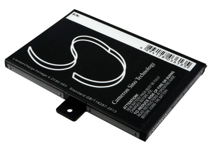 3.7V, 1250mAh, Li-ion Battery fits Barnes & Noble, 5, Bnrv100, 4.625Wh