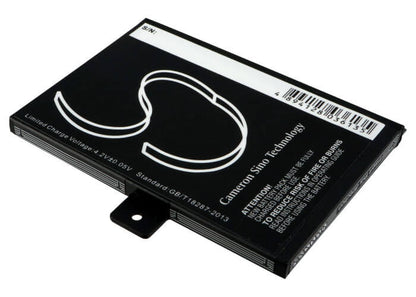 3.7V, 1250mAh, Li-ion Battery fits Barnes & Noble, 5, Bnrv100, 4.625Wh