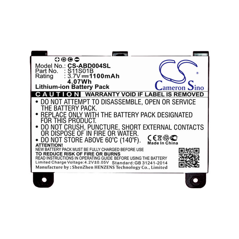 3.7V, 1100mAh, Li-ion Battery fits Amazon, B003b0a294563b74, D00701, 4.07Wh