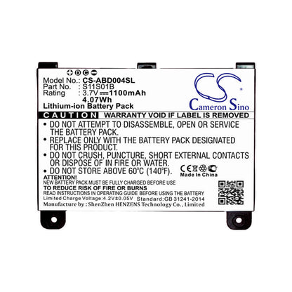 3.7V, 1100mAh, Li-ion Battery fits Amazon, B003b0a294563b74, D00701, 4.07Wh