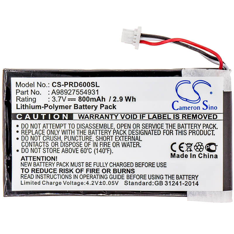 3.7V, 800mAh, Li-Polymer Battery fits Sony, Prs-600, Prs-600/bc, 2.96Wh
