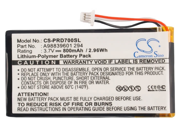 3.7V, 800mAh, Li-Polymer Battery fits Sony, Prs-700, Prs-700bc, 2.96Wh