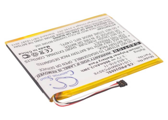 3.7V, 900mAh, Li-Polymer Battery fits Sony, Prs-350, Prs-350sc, 3.33Wh