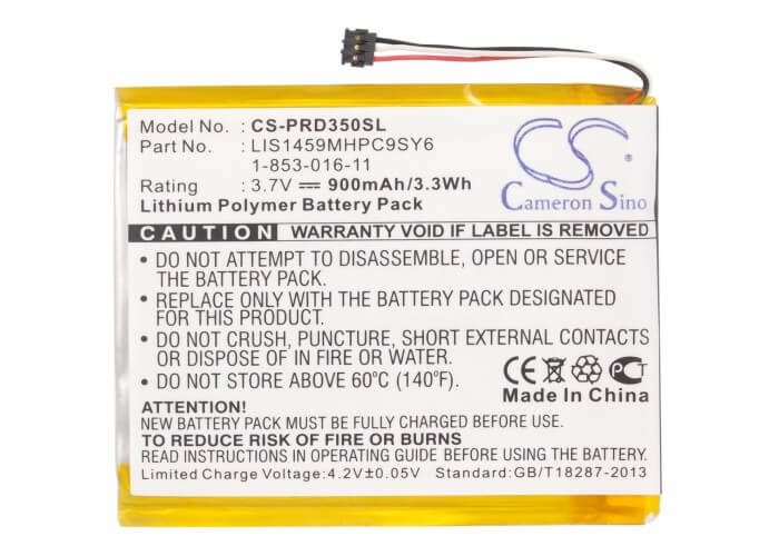 3.7V, 900mAh, Li-Polymer Battery fits Sony, Prs-350, Prs-350sc, 3.33Wh