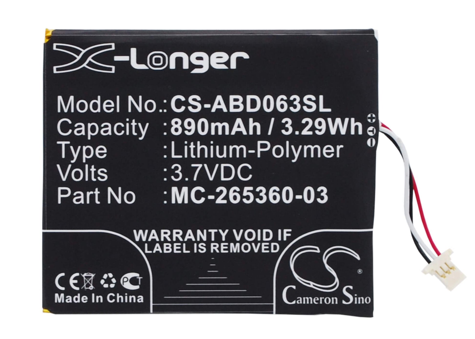 3.7V, 890mAh, Li-Polymer Battery fits Amazon, Kindle 499, Kindle 558, 3.293Wh