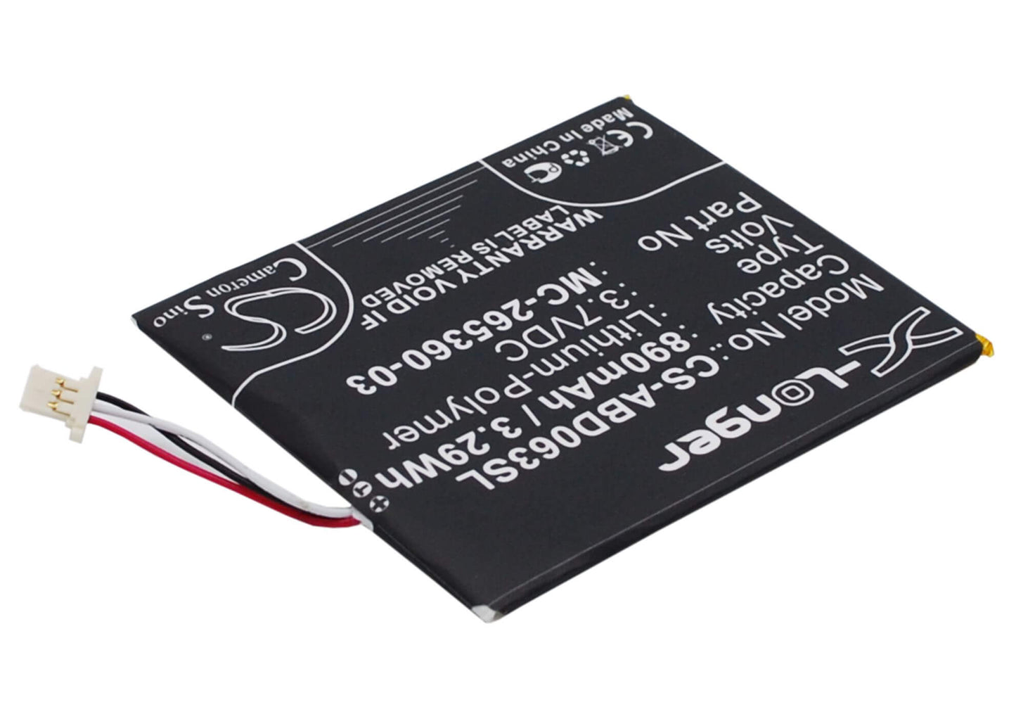 3.7V, 890mAh, Li-Polymer Battery fits Amazon, Kindle 499, Kindle 558, 3.293Wh