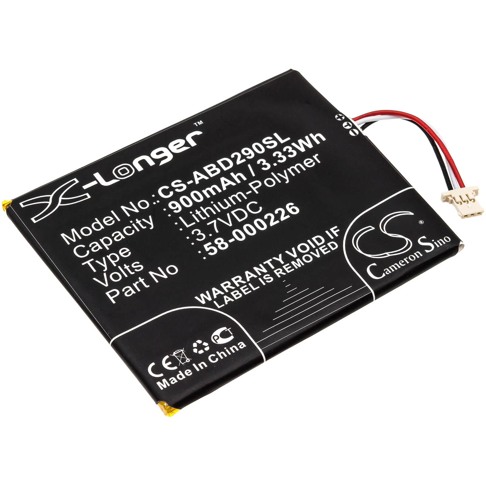 3.7V, 900mAh, Li-Polymer Battery fits Amazon, 53-014490, B07dlpwyb7, 3.33Wh