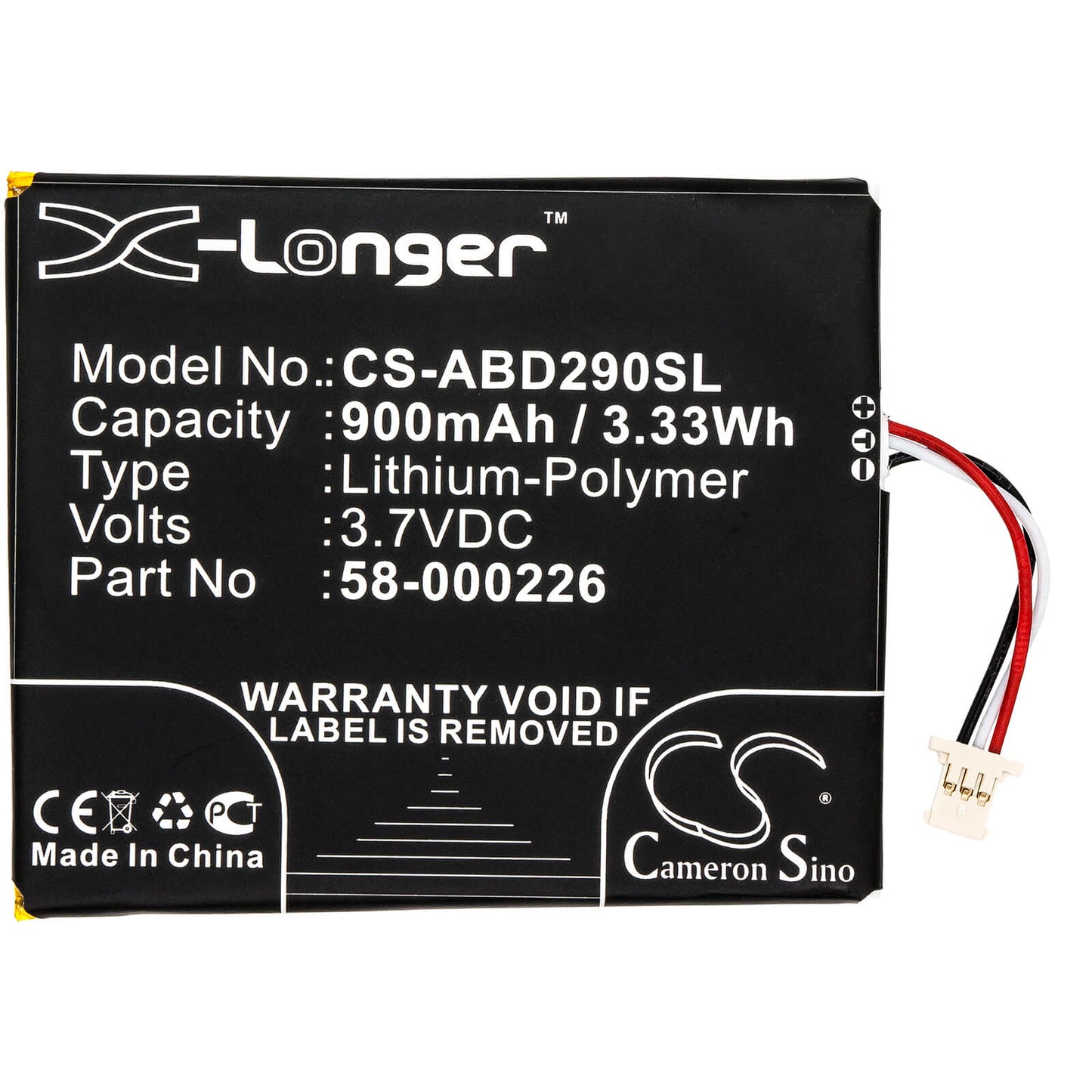 3.7V, 900mAh, Li-Polymer Battery fits Amazon, 53-014490, B07dlpwyb7, 3.33Wh