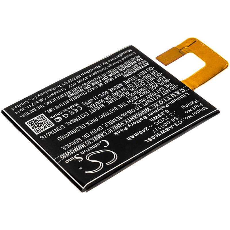 3.7V, 240mAh, Li-Polymer Battery fits Amazon, 223337, Kindle Oasis, 0.888Wh