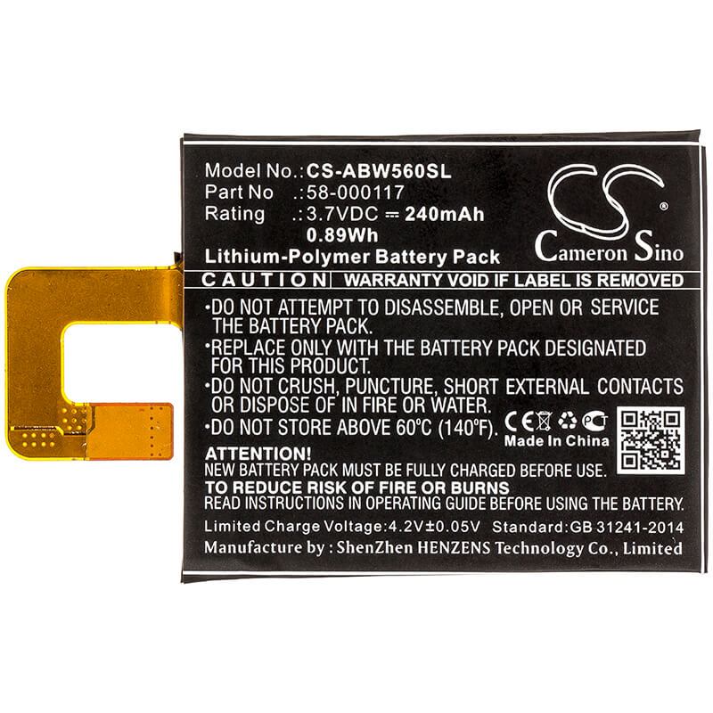 3.7V, 240mAh, Li-Polymer Battery fits Amazon, 223337, Kindle Oasis, 0.888Wh