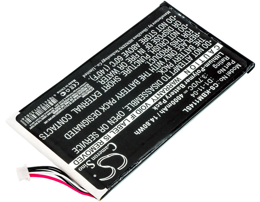 3.7V, 4000mAh, Li-Polymer Battery fits Kobo, K080-kdn-b, Vox, 14.8Wh