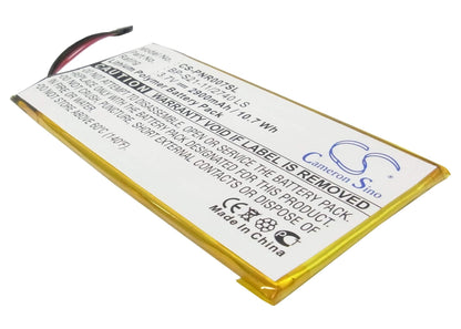 3.7V, 2900mAh, Li-Polymer Battery fits Pandigital, Novel 7, Prd07t20wbl1, 10.73Wh